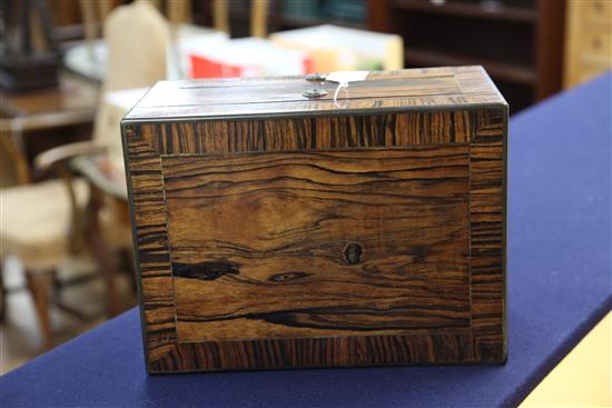 A Victorian brass inlaid rosewood travelling toilet box by Asprey containing ten engine turned silver mounted toilet jars,
